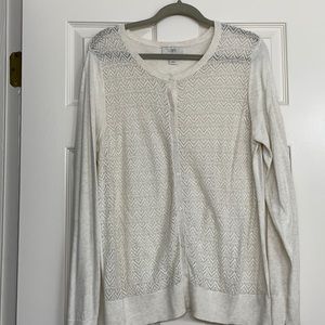 Loft XL cream cardigan with lace front
